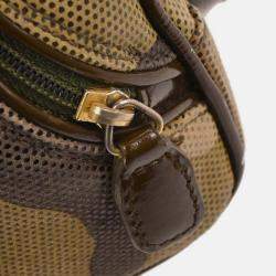 Pre Owned Christian Dior Camouflage Brown/Green Patent Leather Handbag