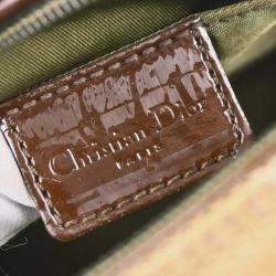 Pre Owned Christian Dior Camouflage Brown/Green Patent Leather Handbag