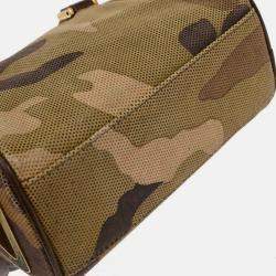 Pre Owned Christian Dior Camouflage Brown/Green Patent Leather Handbag