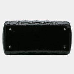 Pre Owned Dior Black Medium Patent Cannage Lady Dior