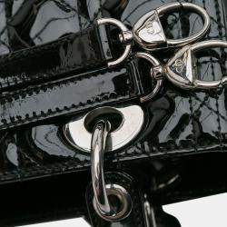 Pre Owned Dior Black Medium Patent Cannage Lady Dior