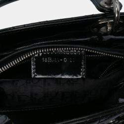 Pre Owned Dior Black Medium Patent Cannage Lady Dior