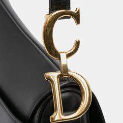 Pre Owned Dior Black Smooth Calfskin Saddle Bag