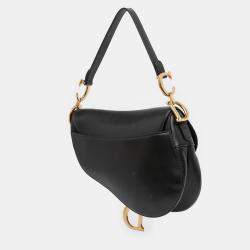 Pre Owned Dior Black Smooth Calfskin Saddle Bag