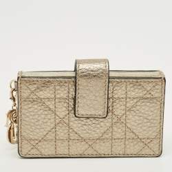 Pre Owned Dior Gold Cannage Leather Lady Dior 5 Gusset Card Case