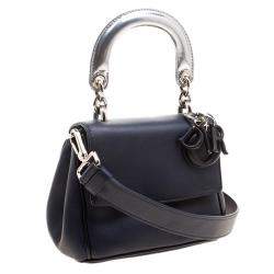Pre Owned Dior Dark Blue Leather Micro Be Dior Flap Bag