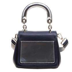 Pre Owned Dior Dark Blue Leather Micro Be Dior Flap Bag