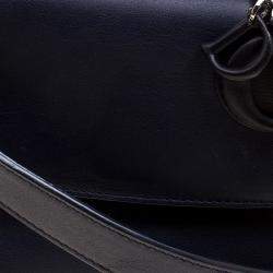 Pre Owned Dior Dark Blue Leather Micro Be Dior Flap Bag