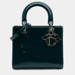 Pre Owned Dior Green Medium Patent Lady Dior