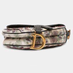 Pre Owned Dior Beige Mini Calfskin Kaleidiorscopic Embroidered Saddle Bag