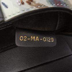 Pre Owned Dior Beige Mini Calfskin Kaleidiorscopic Embroidered Saddle Bag