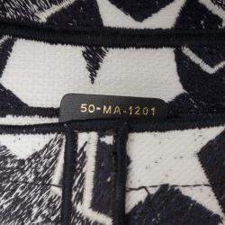 Pre Owned Dior Black/White Embroidered Canvas Stars Saddle Bag