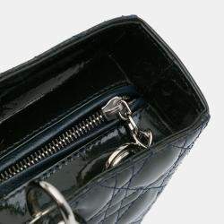 Pre Owned Dior Green Large Patent Cannage Lady Dior