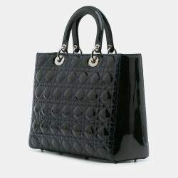 Pre Owned Dior Green Large Patent Cannage Lady Dior