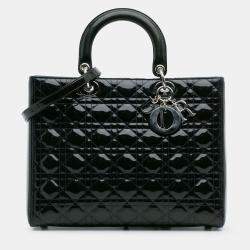 Pre Owned Dior Green Large Patent Cannage Lady Dior