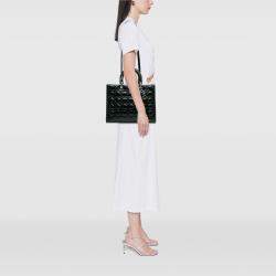 Pre Owned Dior Green Large Patent Cannage Lady Dior