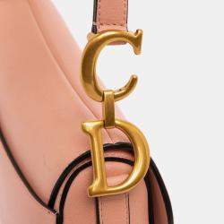 Pre Owned Dior Pink Mini Grained Calfskin Saddle Bag