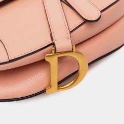 Pre Owned Dior Pink Mini Grained Calfskin Saddle Bag