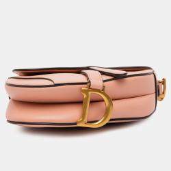 Pre Owned Dior Pink Mini Grained Calfskin Saddle Bag