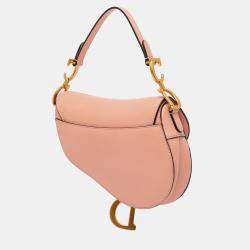 Pre Owned Dior Pink Mini Grained Calfskin Saddle Bag