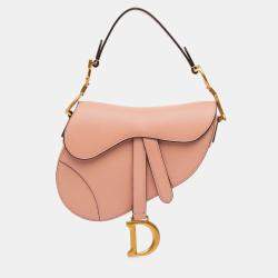 Pre Owned Dior Pink Mini Grained Calfskin Saddle Bag