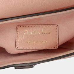 Pre Owned Dior Pink Mini Grained Calfskin Saddle Bag