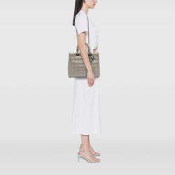 Pre Owned Dior Brown Large Patent Cannage Lady Dior