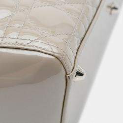 Pre Owned Dior Brown Large Patent Cannage Lady Dior