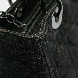 Pre Owned Dior Black Medium Denim Cannage Lady Dior