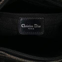 Pre Owned Dior Black Medium Denim Cannage Lady Dior