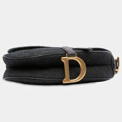 Pre Owned Dior Black Oblique Canvas Saddle Bag