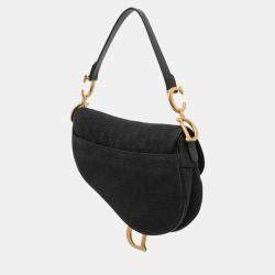 Pre Owned Dior Black Oblique Canvas Saddle Bag