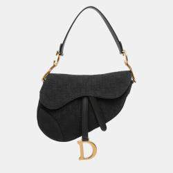 Pre Owned Dior Black Oblique Canvas Saddle Bag