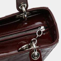 Pre Owned Dior Red Medium Patent Cannage Lady Dior