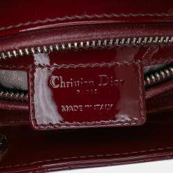 Pre Owned Dior Red Medium Patent Cannage Lady Dior