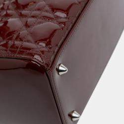 Pre Owned Dior Red Medium Patent Cannage Lady Dior