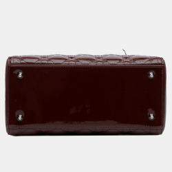 Pre Owned Dior Red Medium Patent Cannage Lady Dior