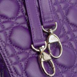 Pre Owned Dior Purple Large Lambskin Cannage Lady Dior