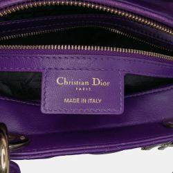 Pre Owned Dior Purple Large Lambskin Cannage Lady Dior