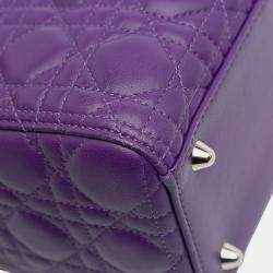 Pre Owned Dior Purple Large Lambskin Cannage Lady Dior