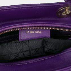 Pre Owned Dior Purple Large Lambskin Cannage Lady Dior