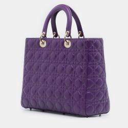 Pre Owned Dior Purple Large Lambskin Cannage Lady Dior