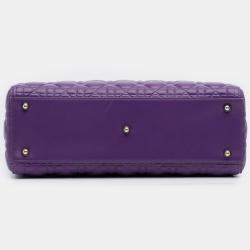 Pre Owned Dior Purple Large Lambskin Cannage Lady Dior