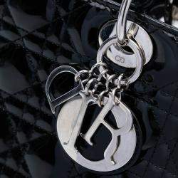 Pre Owned Dior Black Large Patent Cannage Lady Dior
