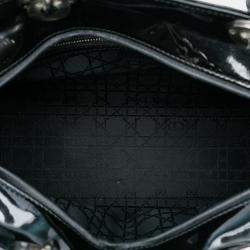 Pre Owned Dior Black Large Patent Cannage Lady Dior