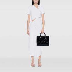 Pre Owned Dior Black Large Patent Cannage Lady Dior