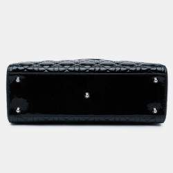 Pre Owned Dior Black Large Patent Cannage Lady Dior