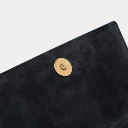 Pre Owned Dior Navy Blue Studded Denim Diorama Wallet on Chain