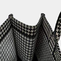 Pre Owned Dior Black Large Canvas Houndstooth Embroidered Book Tote