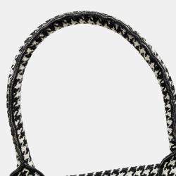 Pre Owned Dior Black Large Canvas Houndstooth Embroidered Book Tote